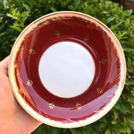 Блюдце Вербилки 1951-54гг. Фарфор, крытье, позолота. Винтаж, СССР. Картинка 1